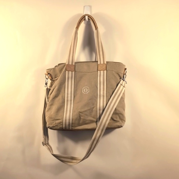 Pottery Barn Classic Diaper Bag Tote Canvas Leather Embroidered “O” Monogram - Picture 12 of 12